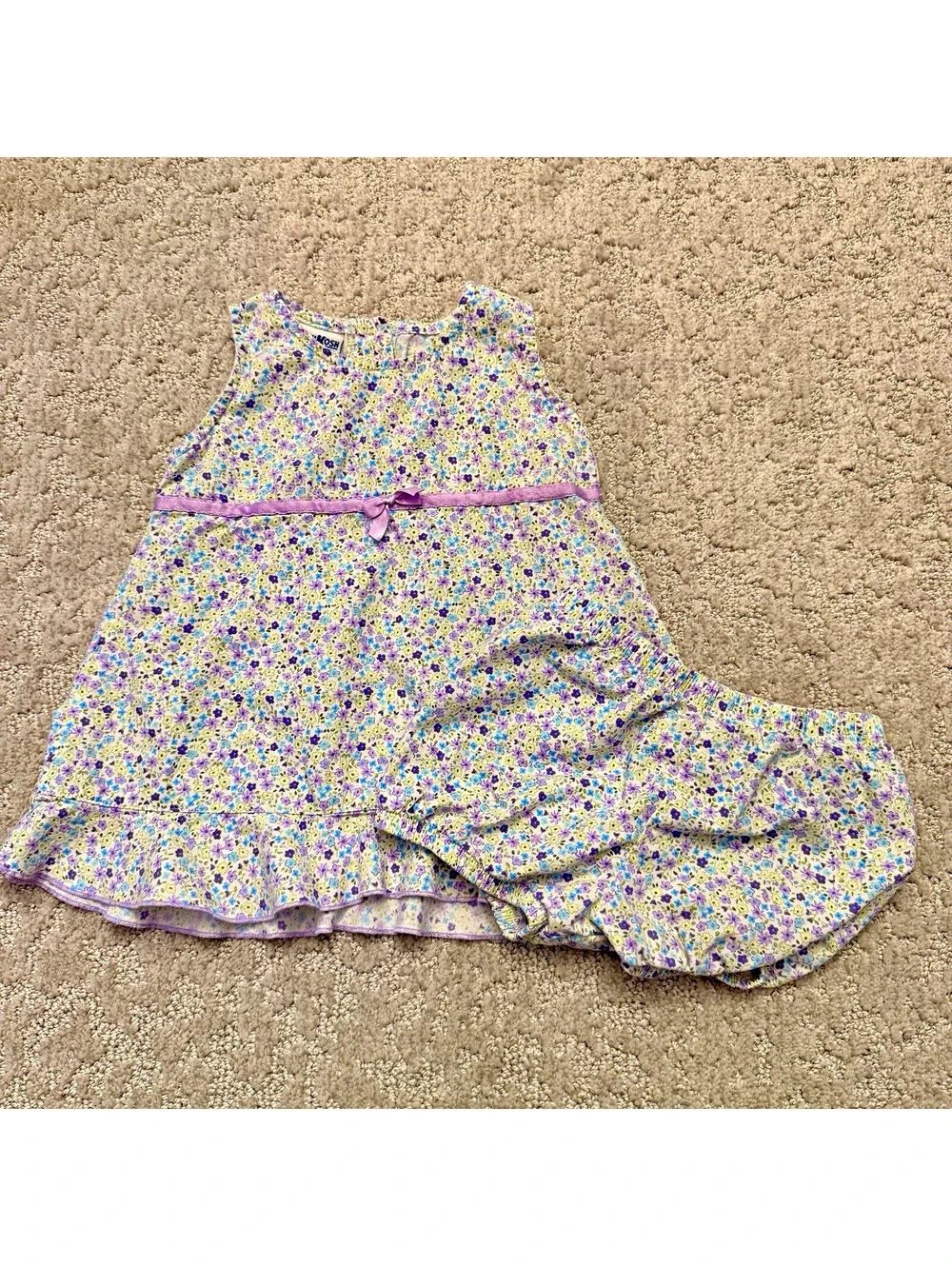 OshKosh B'gosh Girls 12 Months Floral Sleeveless Cotton Dress & Bloomers Set